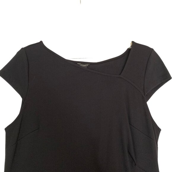 NWT Ann Taylor Black Sheath Dress Unique Neckline, Elegant Fit | Size 6 - Picture 3 of 12